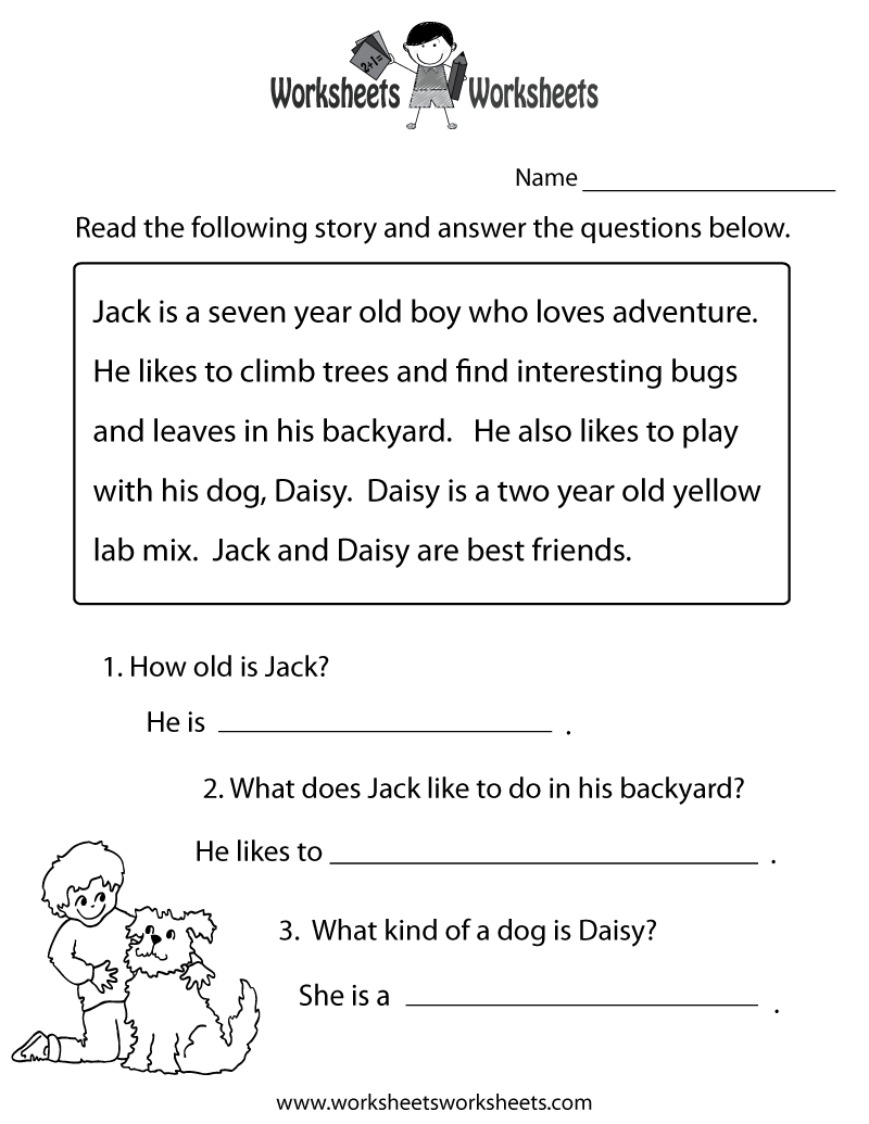 Story Reading Comprehension Worksheets