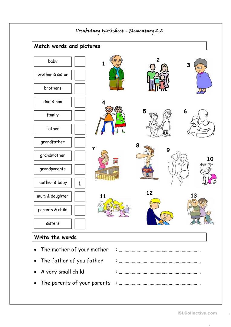 49 Free Esl Elementary Vocabulary Worksheets