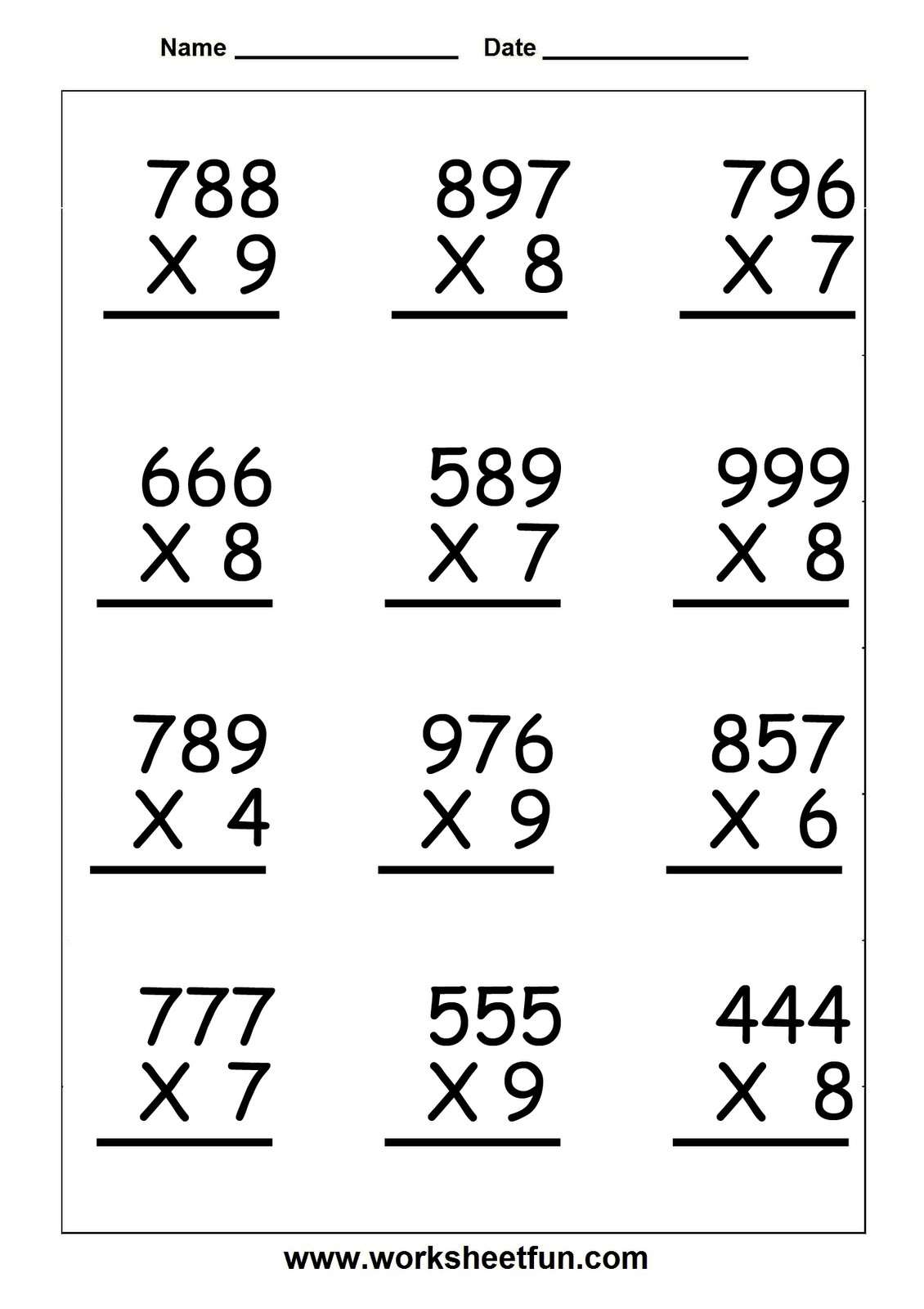 4 Digit Multiplication Worksheetsbenderos Printable Math