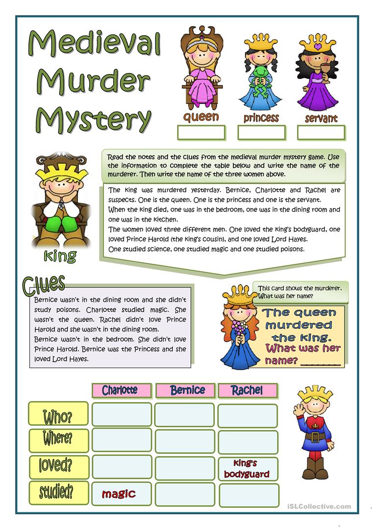 6 Free Esl Murder Mystery Worksheets