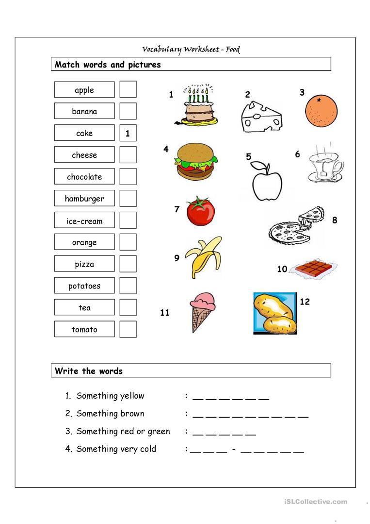 75 Free Esl Food Vocabulary Worksheets | Worksheets Samples