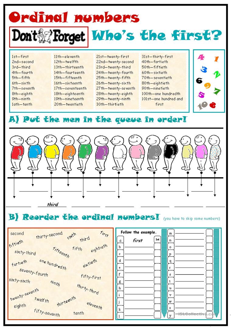 96 Free Esl Numbers  Ordinal Numbers Worksheets