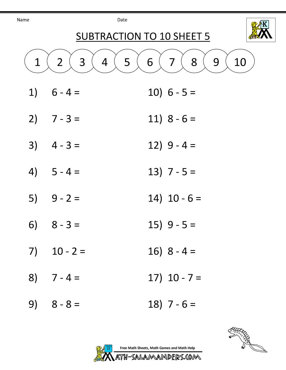 Addition And Subtraction Worksheets For Kindergarten