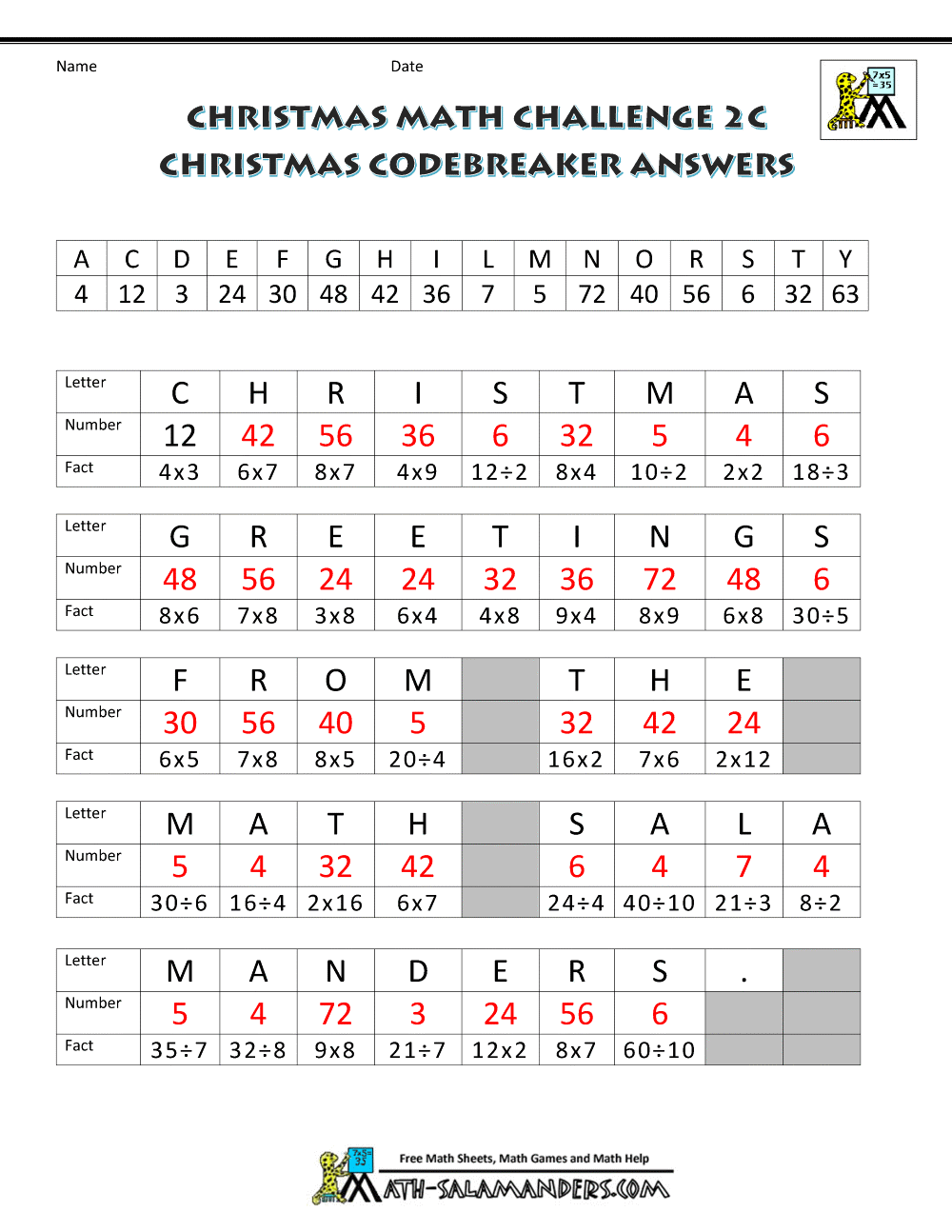 Christmas Math Worksheets (harder)