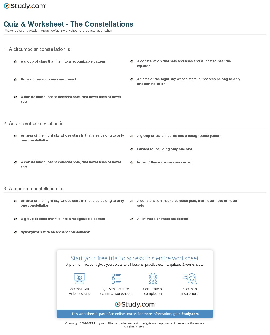 Constellation Worksheet Free Worksheets Library