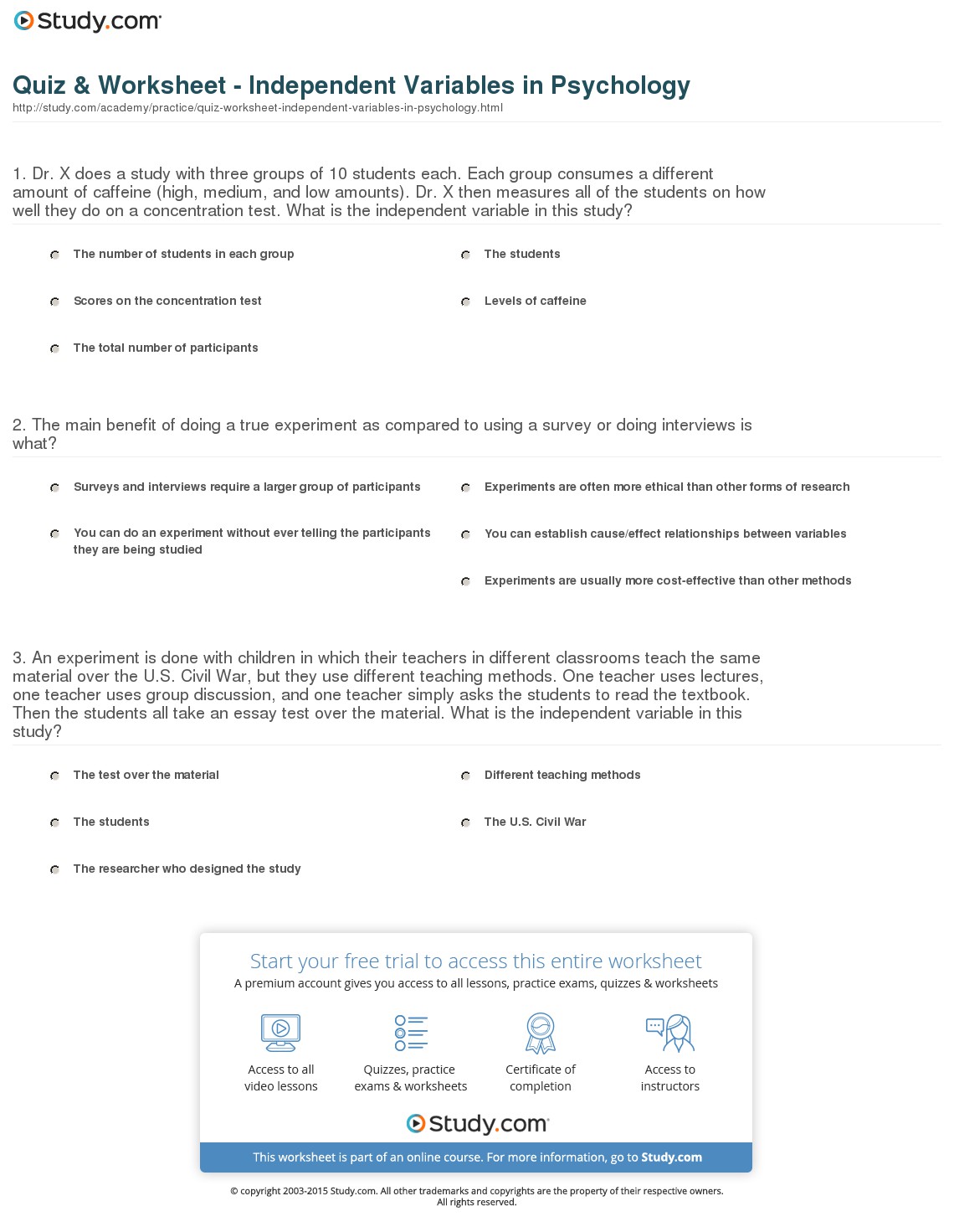 Independent And Dependent Variables Worksheets Free Worksheets