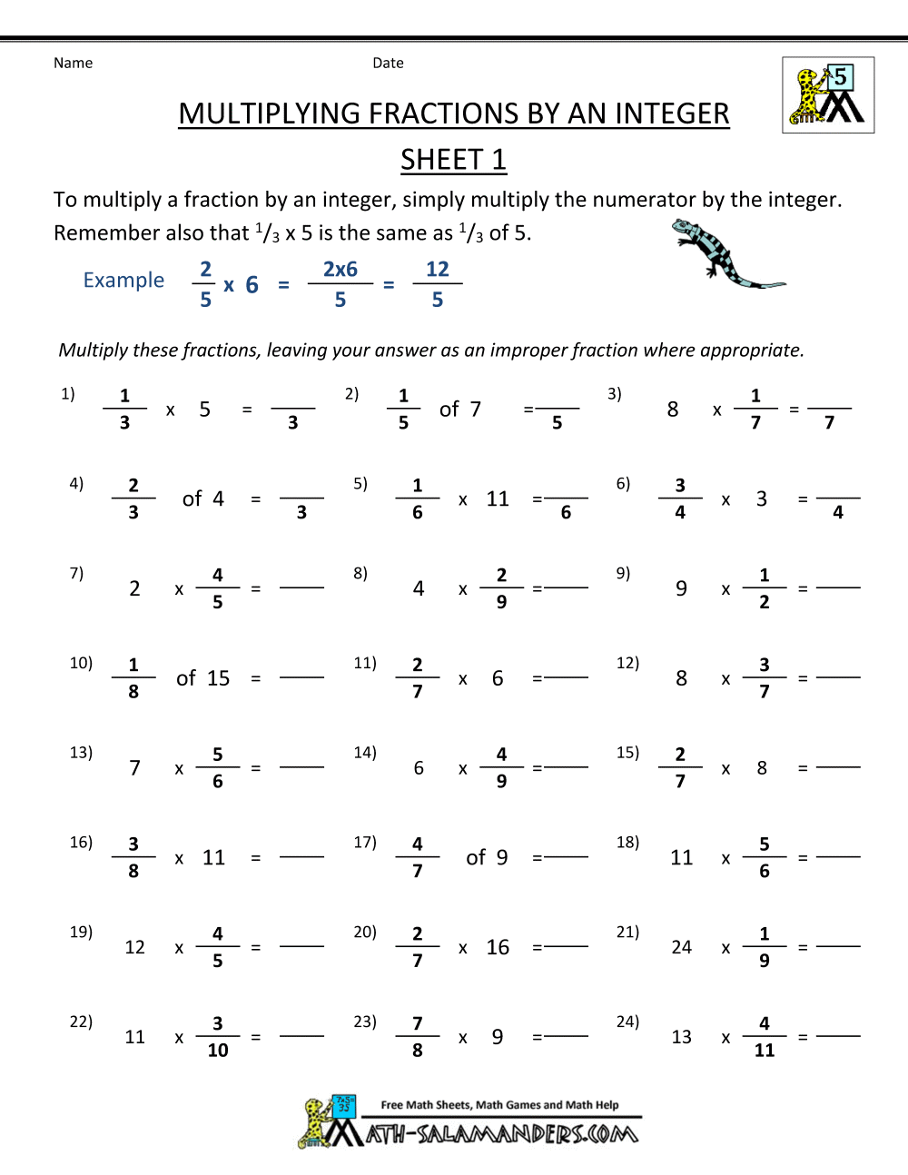 Multiplying Fractions