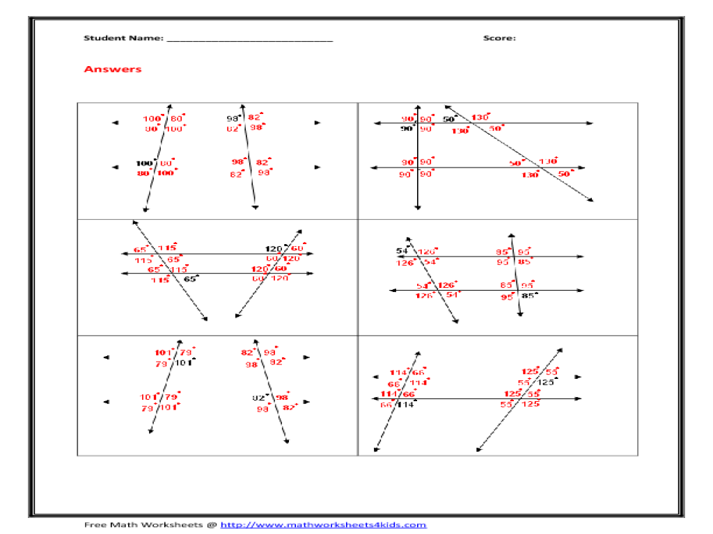 Parallel Lines And Transversals Worksheet Worksheets