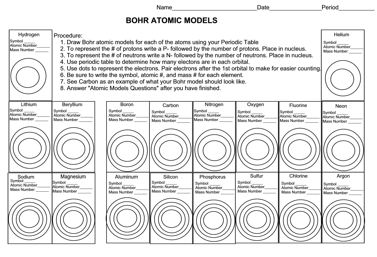 Periodic Table Worksheet Middle School Image Collections