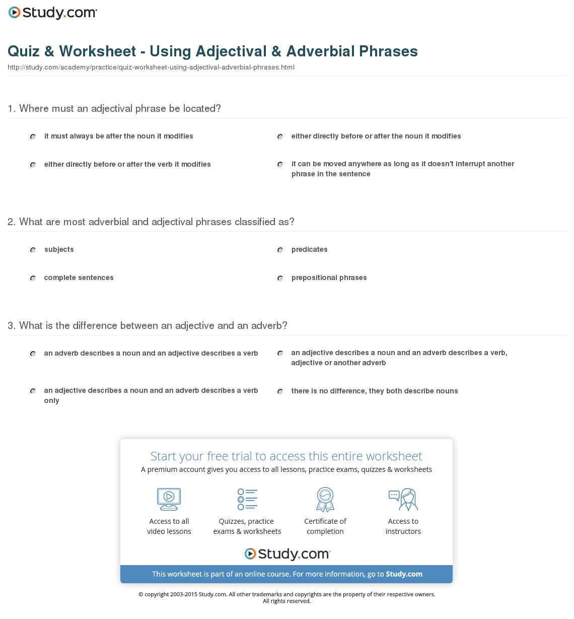 Quiz & Worksheet