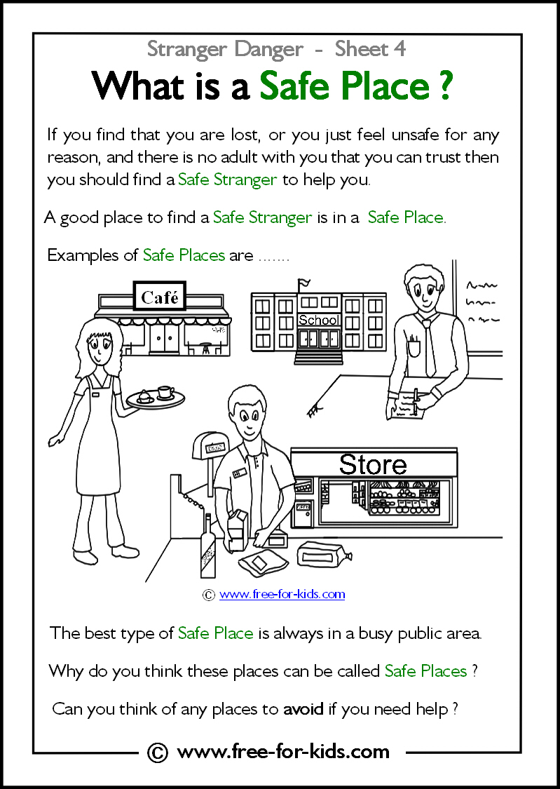 Stranger Danger Worksheets And Colouring Pages