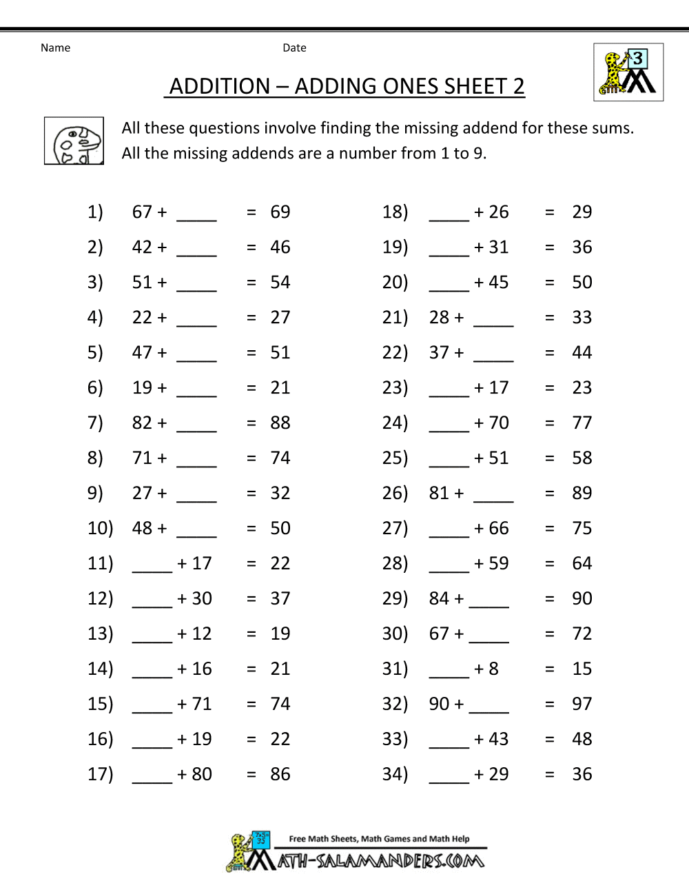 Third Grade Addition Worksheets