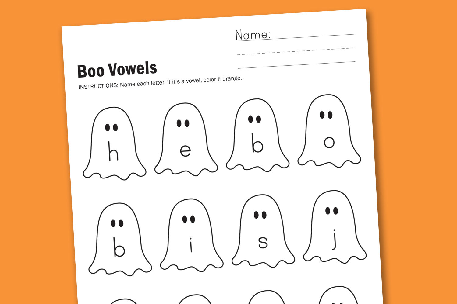 Worksheet Wednesday  Boo Vowels