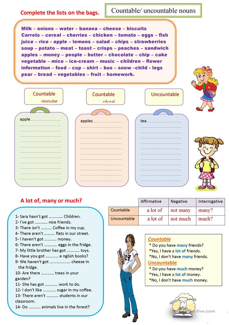 47 Free Esl Countable And Uncountable Nouns Worksheets