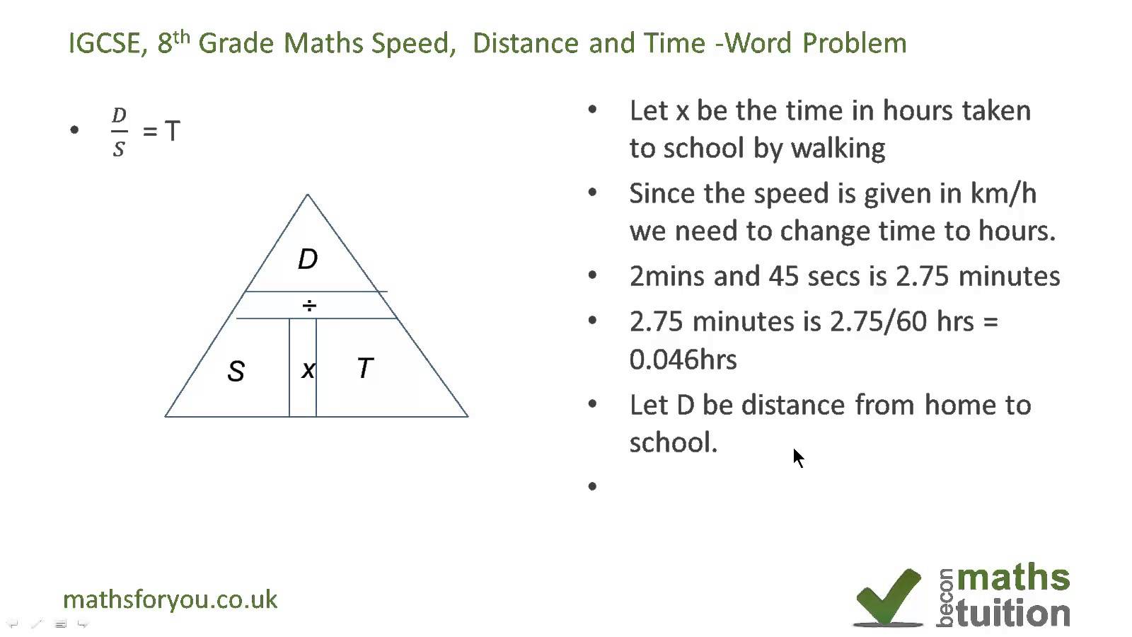 Distance, Speed And Time Word Problem