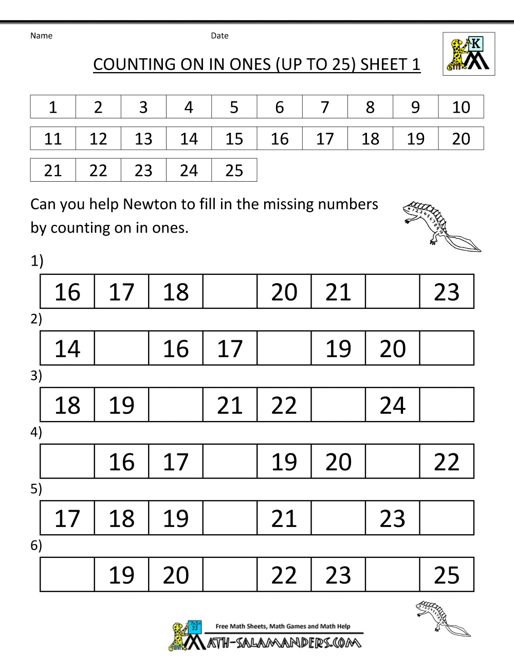 Kindergarten Counting Worksheets