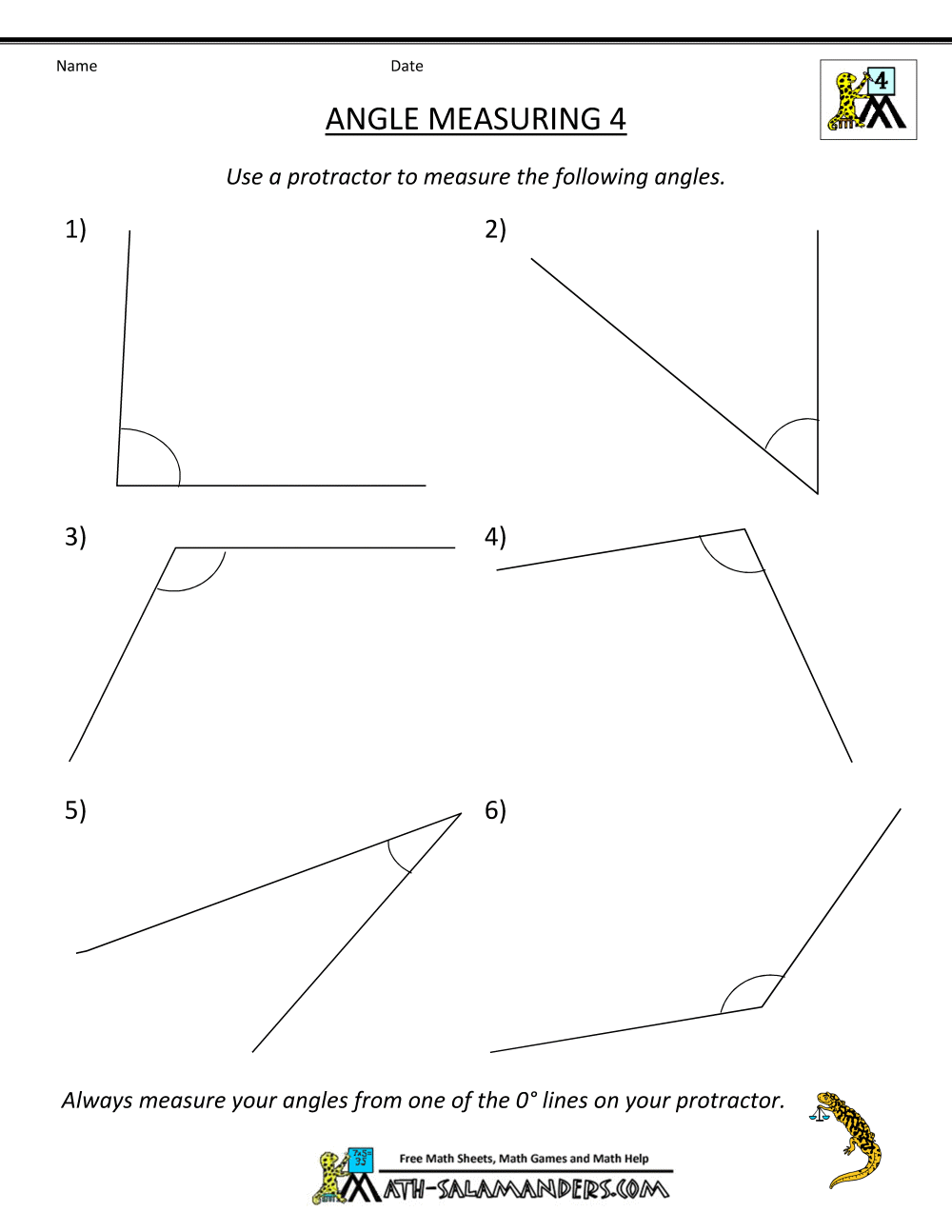 Printable Geometry Worksheets Angle Measuring 4