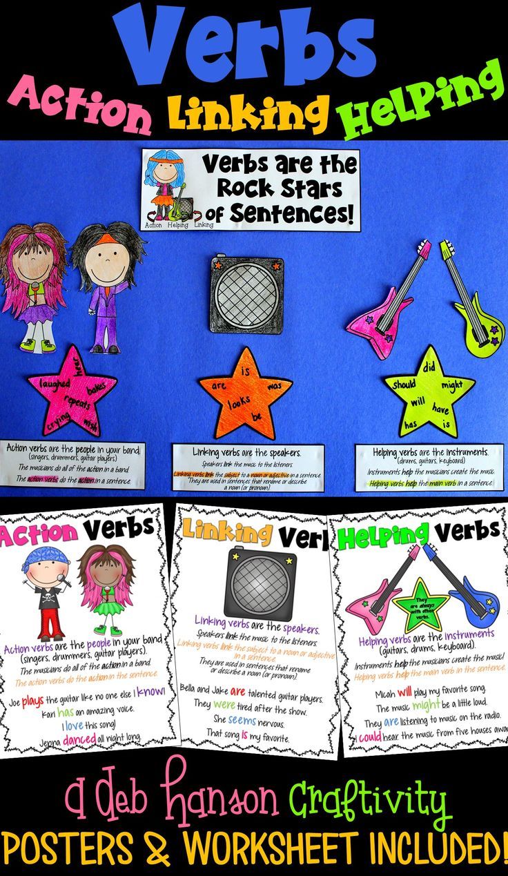 Verbs Craftivity  Action Verbs, Linking Verbs, And Helping Verbs