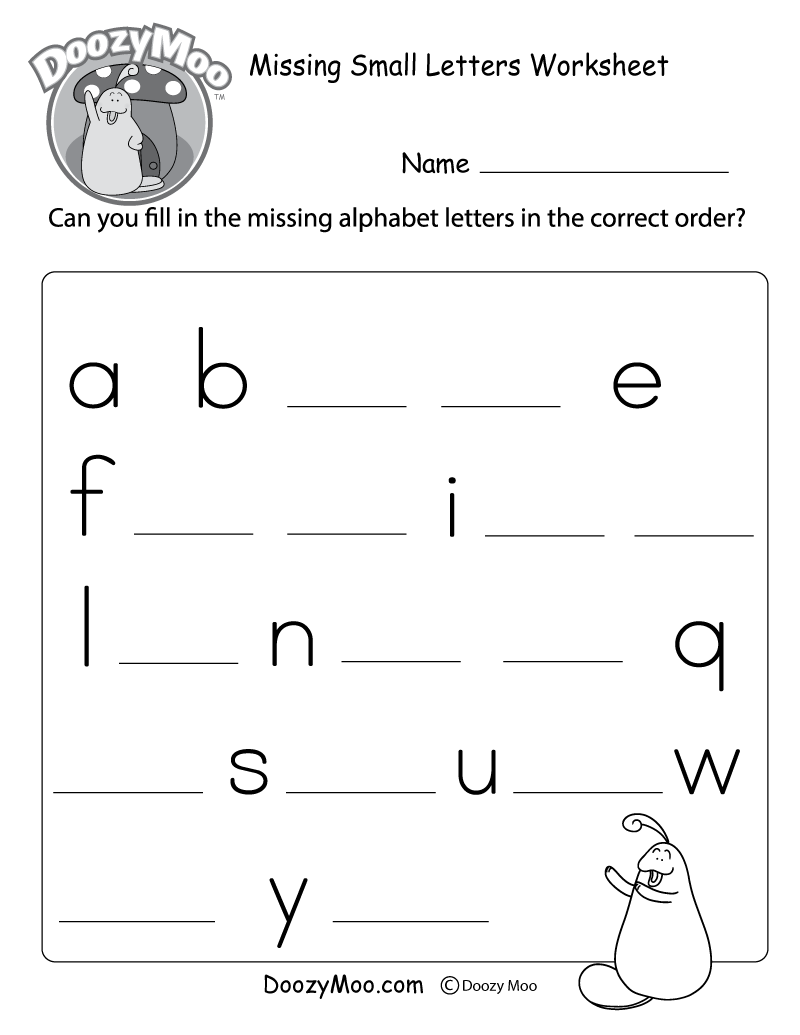 Missing Small Letters Worksheets (free Printable)