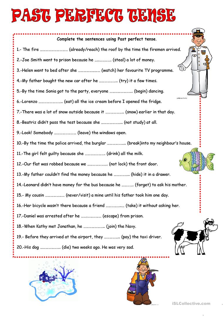 Past Perfect Tense Worksheet