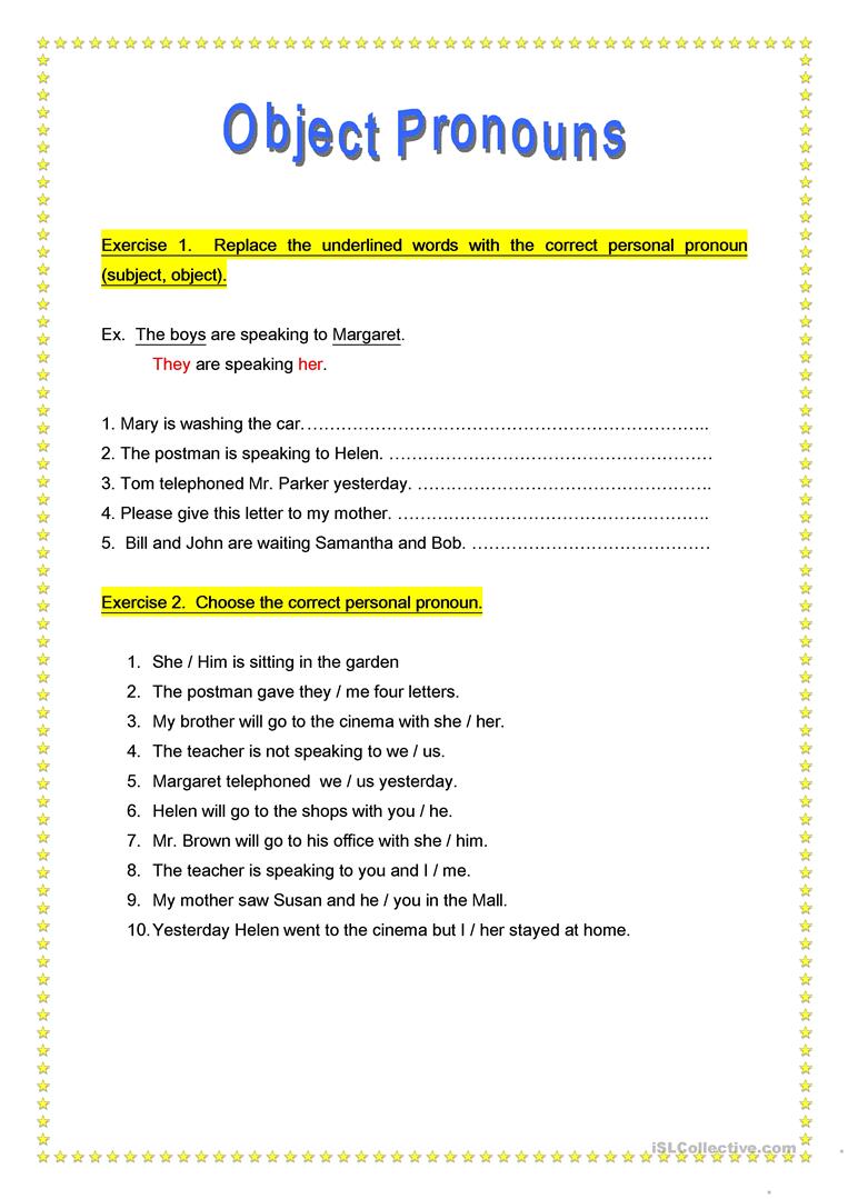 60 Free Esl Object Pronouns Worksheets