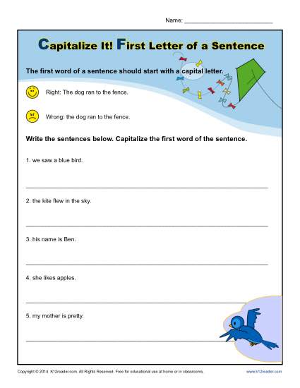 Capitalization Sentences Worksheets The Best Worksheets Image