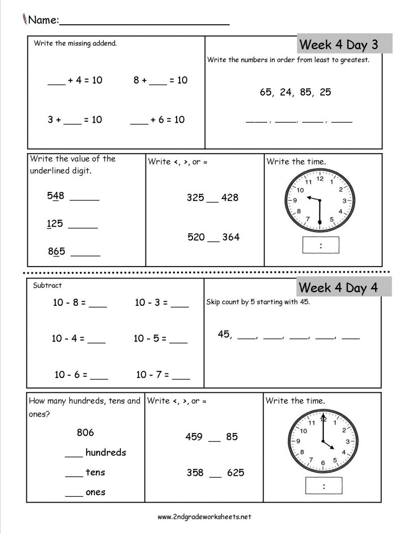 Envision Math 2nd Grade Worksheets Mathematical Exercise Sample