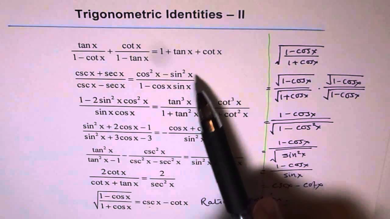 Trigonometric Identities Worksheet 2