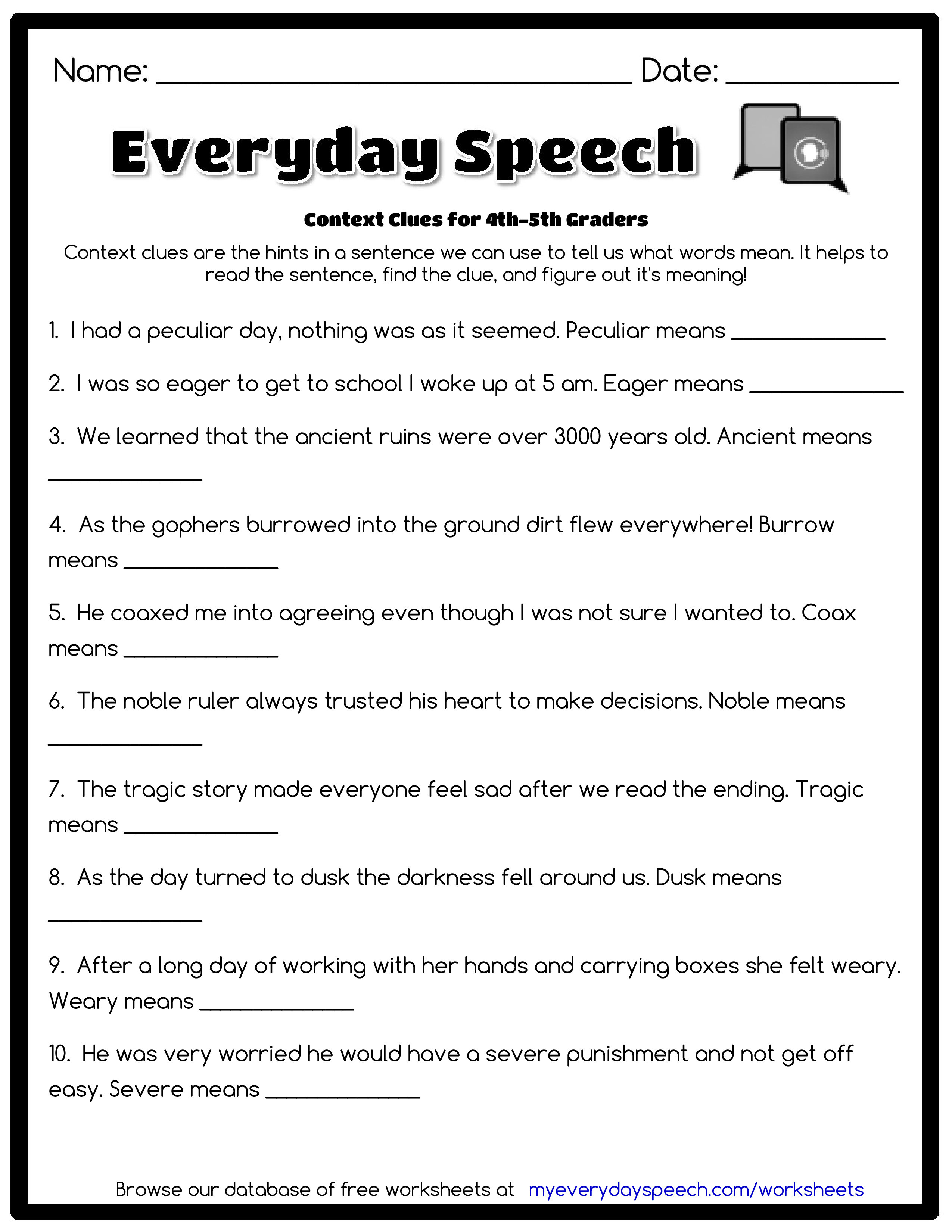 Free English Worksheets For 6th Grade