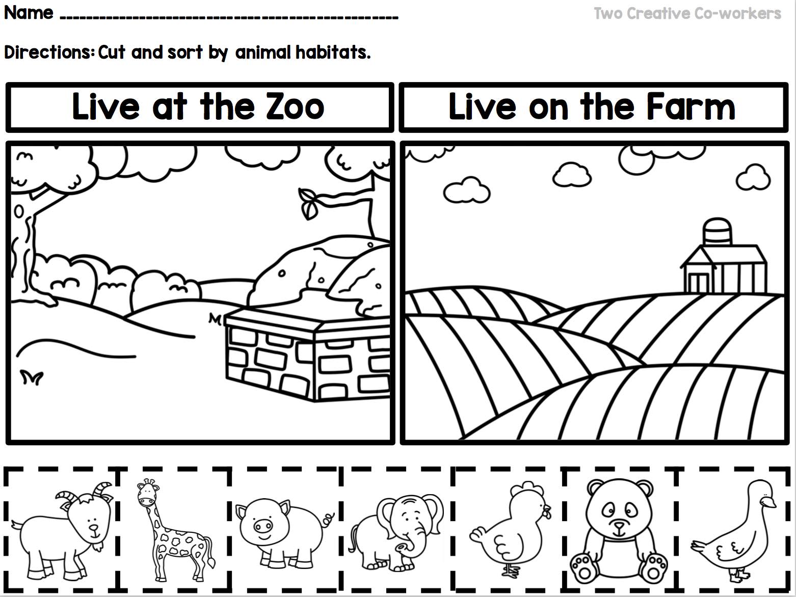 Animal Habitats Worksheets For Kindergarten