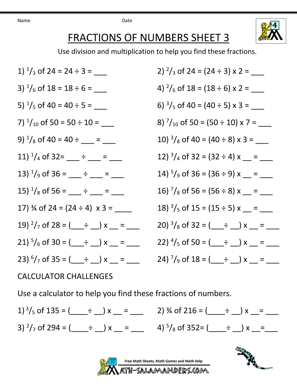 How To Calculate Fractions Of Numbers