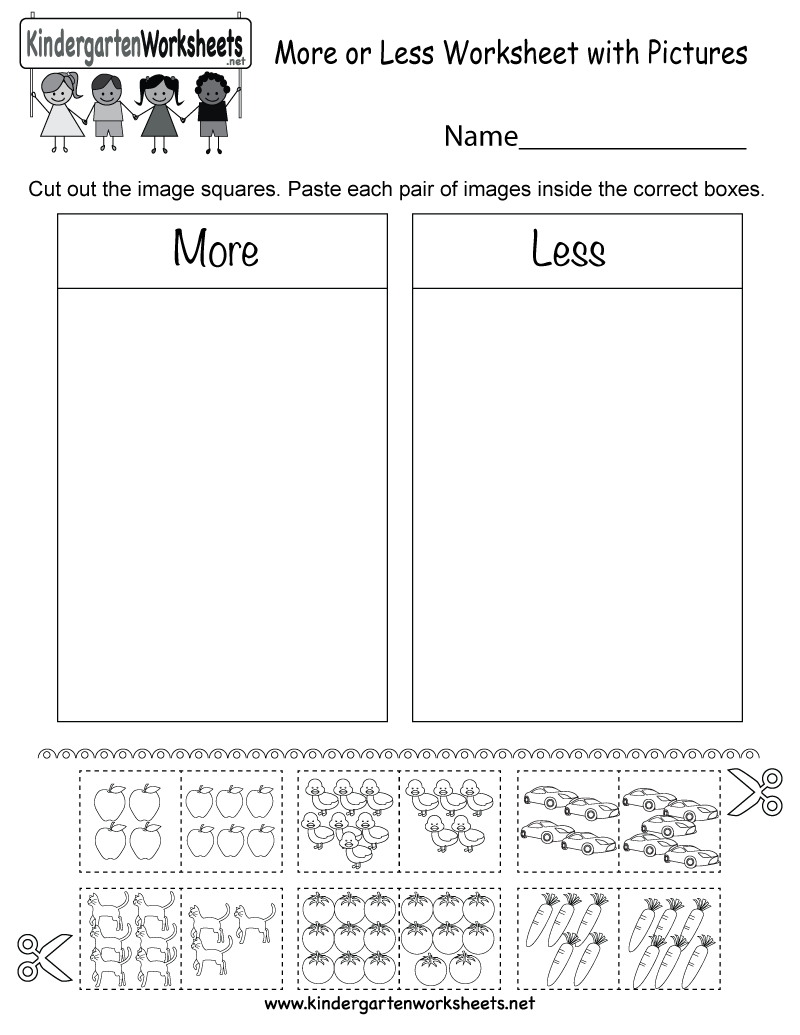 More Or Less Worksheet With Pictures