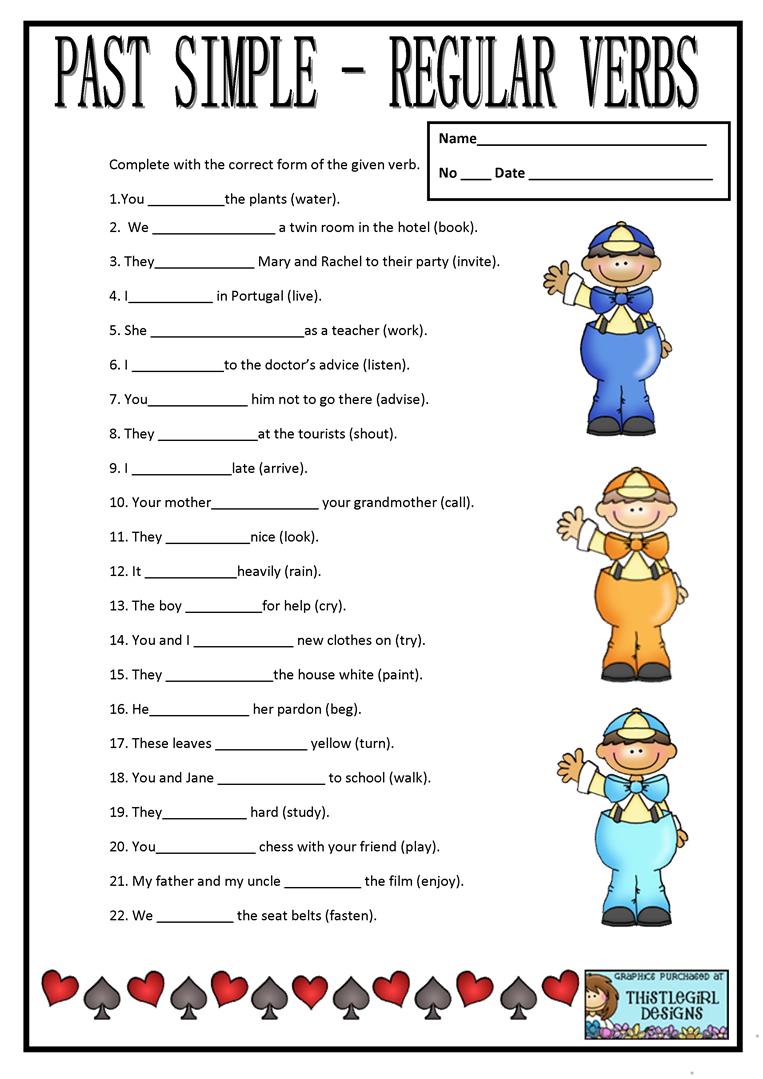 Simple Past Regular Verbs Worksheets