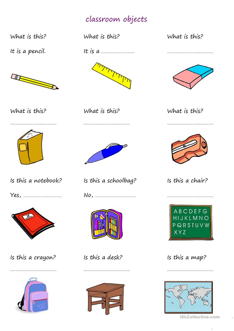 105 Free Esl Classroom Objects Worksheets