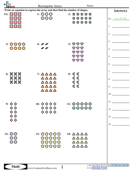 Arrays And Multiplication 3rd Grade Worksheets 504813