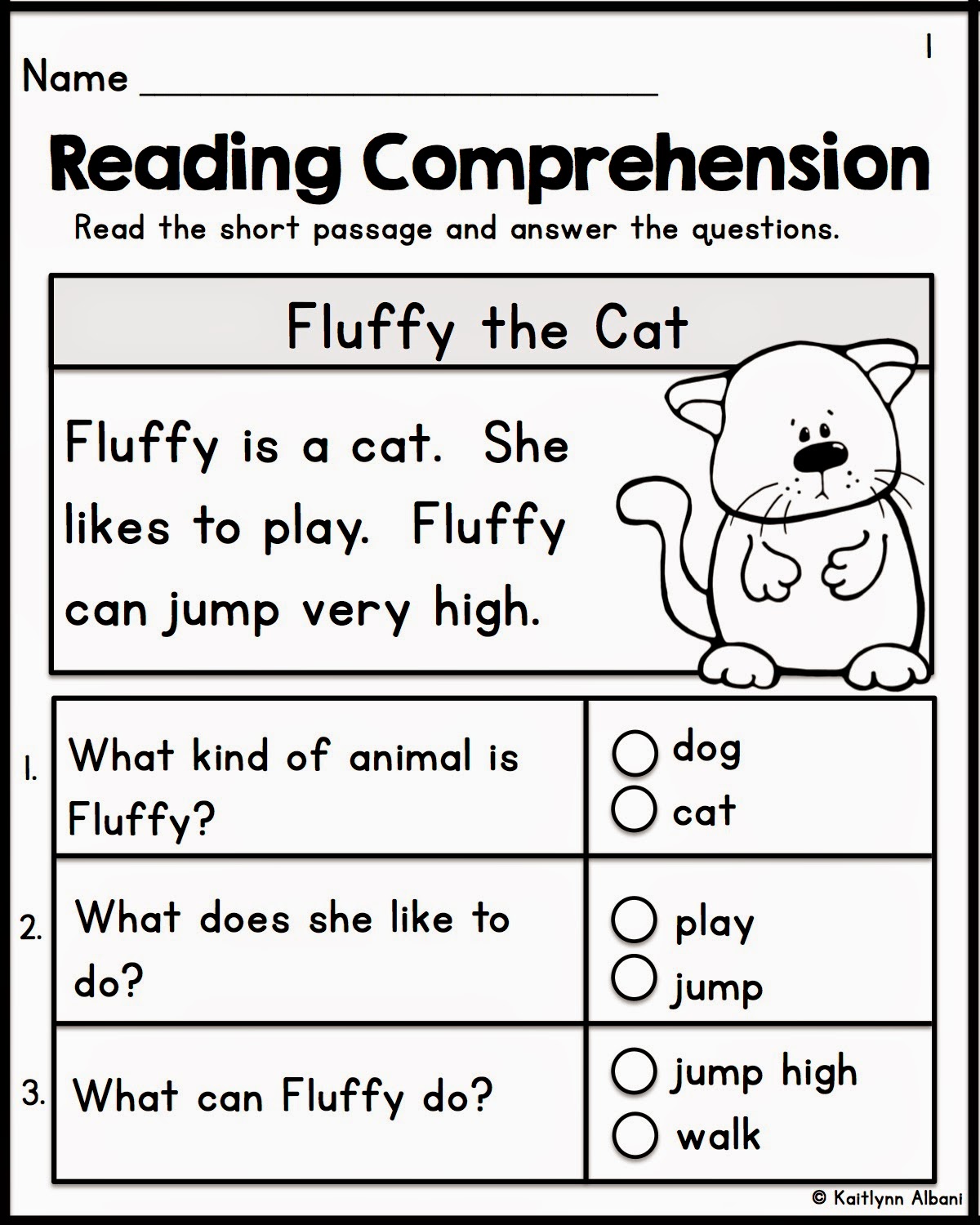 Kids  Kindergarten Reading Passages With Comprehension Questions