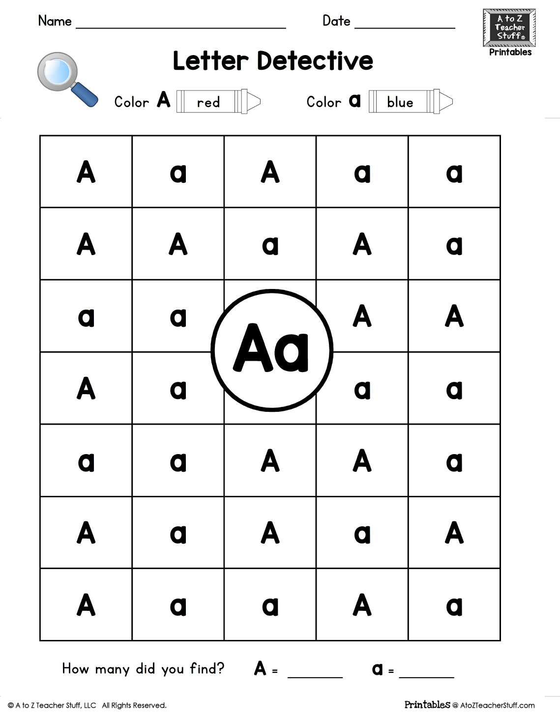 Letter A  Letter Detective Uppercase & Lowercase Visual