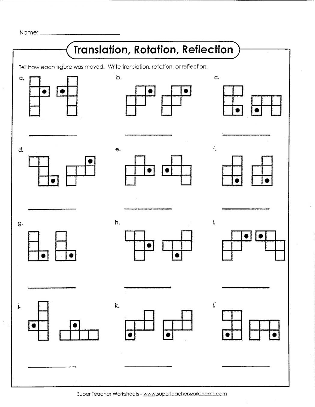 Translation Reflection Rotation Worksheets The Best Worksheets