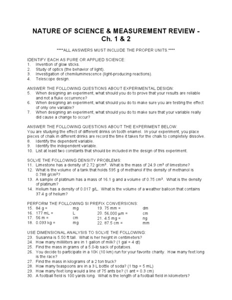 Collection Of 9th Grade Physical Science Worksheets