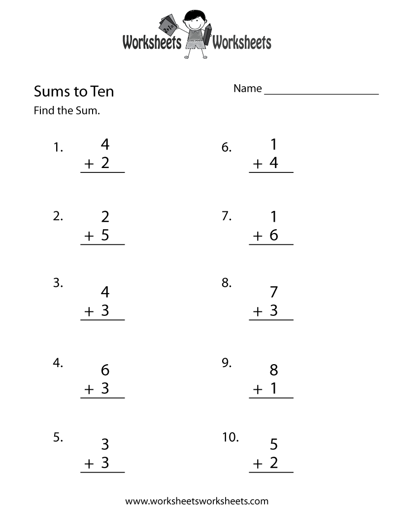 Collection Of Simple Math Worksheets Printable