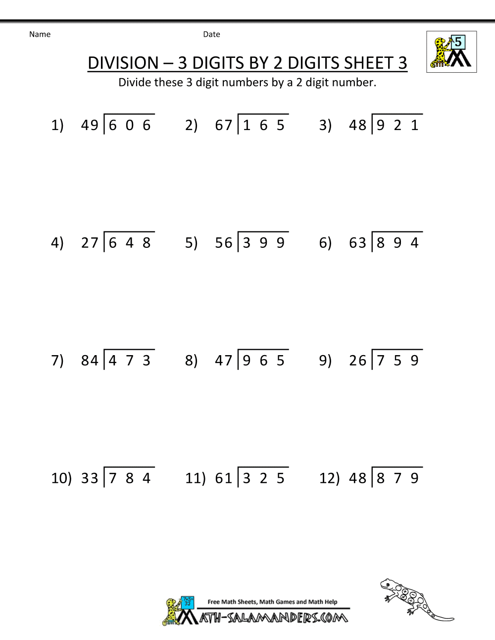 Division Worksheets Grade 6 578801