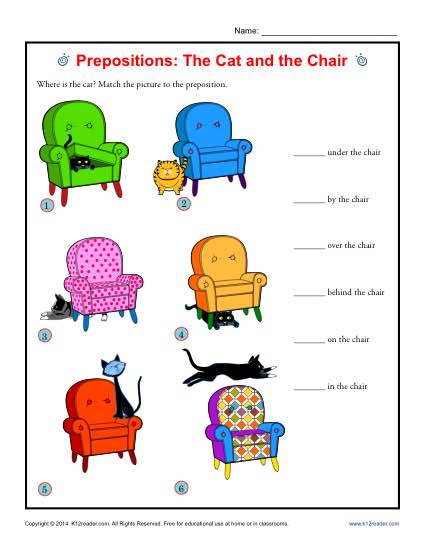 Kindergarten Worksheets Prepositions 13768