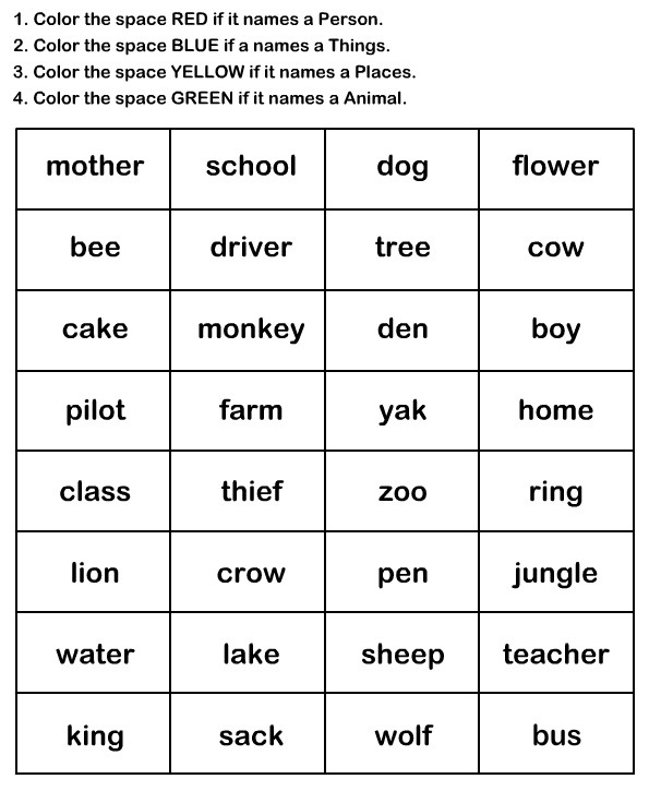 Naming Words Worksheet9