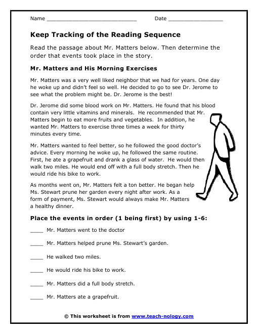 Sequence Of Events Worksheets