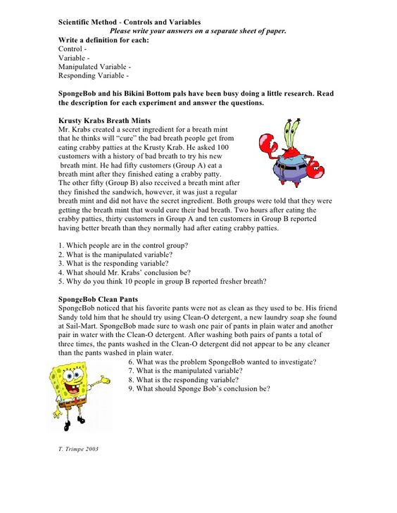 Printables  Spongebob Science Worksheet  Lemonlilyfestival