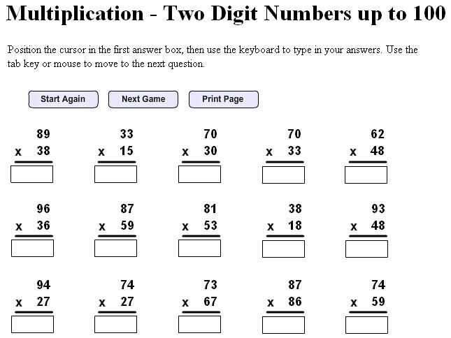 Double Digit Multiplication Worksheets Free