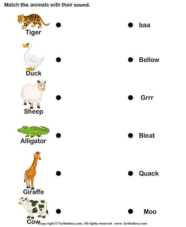 Animals And Sounds For Kids Worksheet | Worksheets Samples