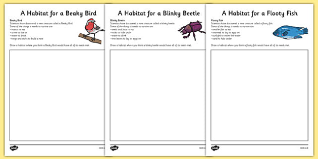 Imaginary Animal Habitat Worksheets