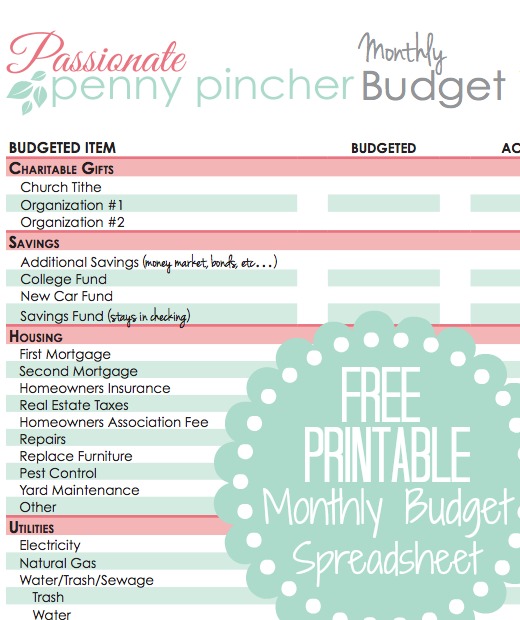 Free Printable Budget Spreadsheet