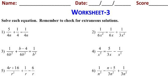 Simple Equations Grade 7 Math Worksheets Study Guide